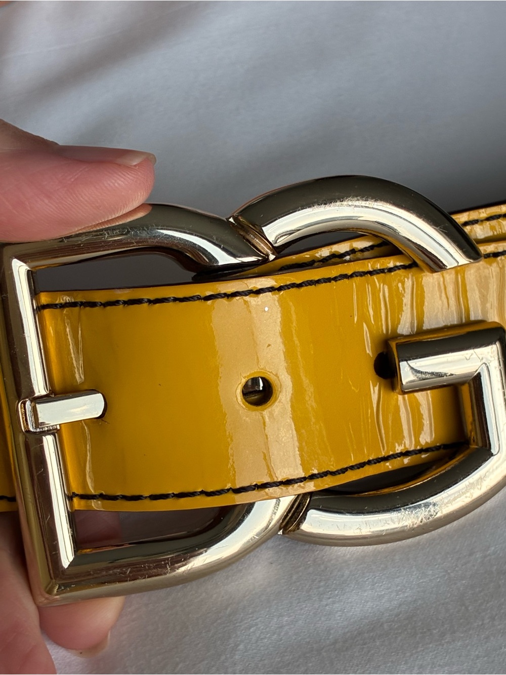 Dolce & Gabbana gold/Mustard Tan Leather Logo Belt  95cm